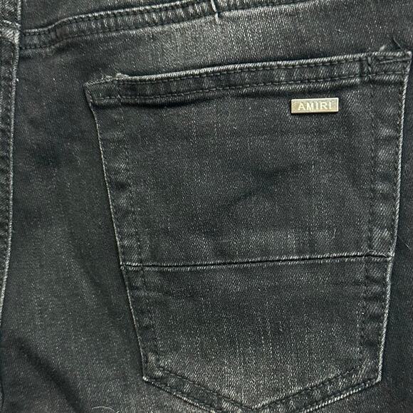 Amiri Black Paint Drop Core Logo Skinny Jeans Size 0/30 Distressed New - Picture 10 of 13